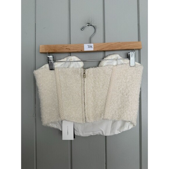NWT J lux Label Corset Top S S Back Zipper Twill Ivory Strapless Bustier NEW - Picture 4 of 5